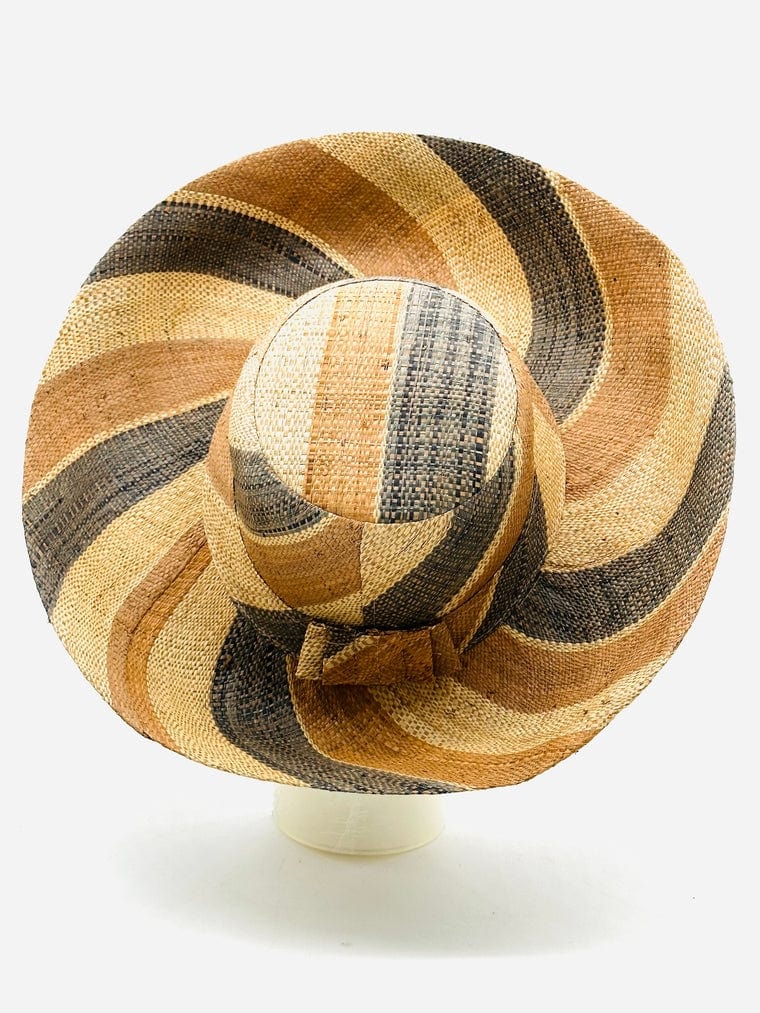 Shebobo Shebobo Latte Swirl 7" Brim Raffia Straw Sun Hat - Little Miss Muffin Children & Home