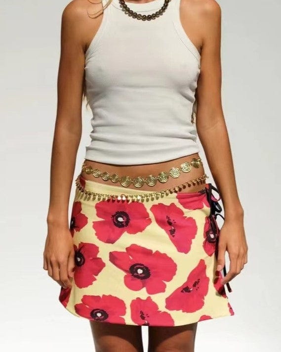 Rosa Clothing Rosa Clothing Sexy Strappy Mini Floral Print Beach Skirt, Pink - Little Miss Muffin Children & Home