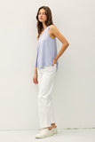 Be Cool V-Neck Racerback Knit Tank in Dusty Blue