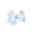 Beyond Creations Embroidered Bow Crochet Edge Hair Bow On Alligator Clip White with Millennium Blue Crochet Edge & Millennium Blue Embroidered Bow - Little Miss Muffin Children & Home