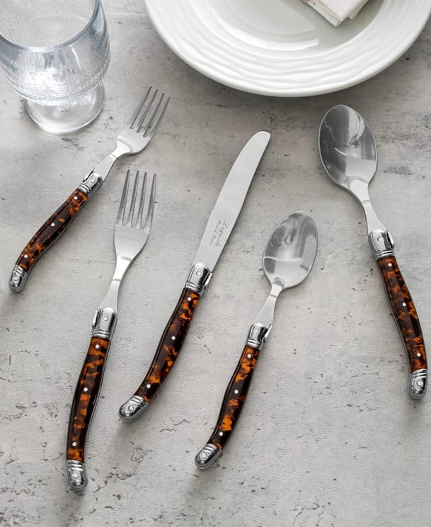 Laguiole 20pc 18/10 SS Connoisseur Flatware Set with Tortoise