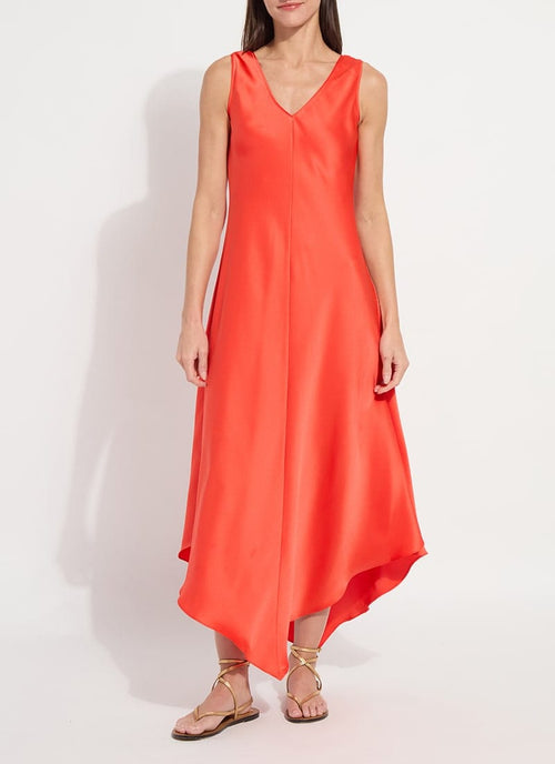 Sakura Bias Handkerchief Dress in Red Kiss