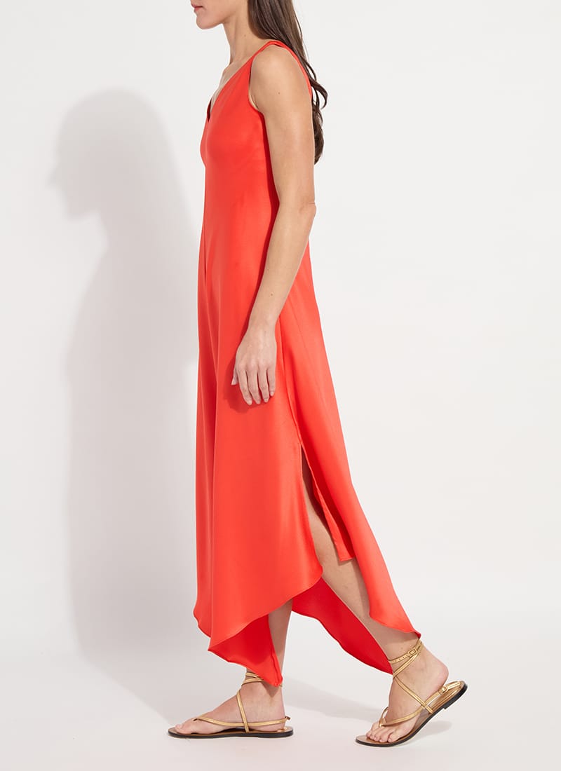 Sakura Bias Handkerchief Dress in Red Kiss