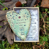 Clay Fossils Shining Star Handmade Pottery Heart Memento