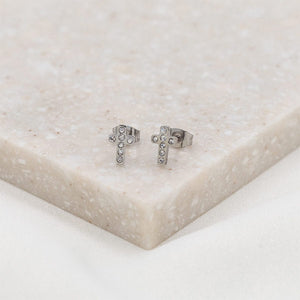 My Saint My Hero My Saint My Hero Faith Petite Crystal Cross Earrings - Little Miss Muffin Children & Home