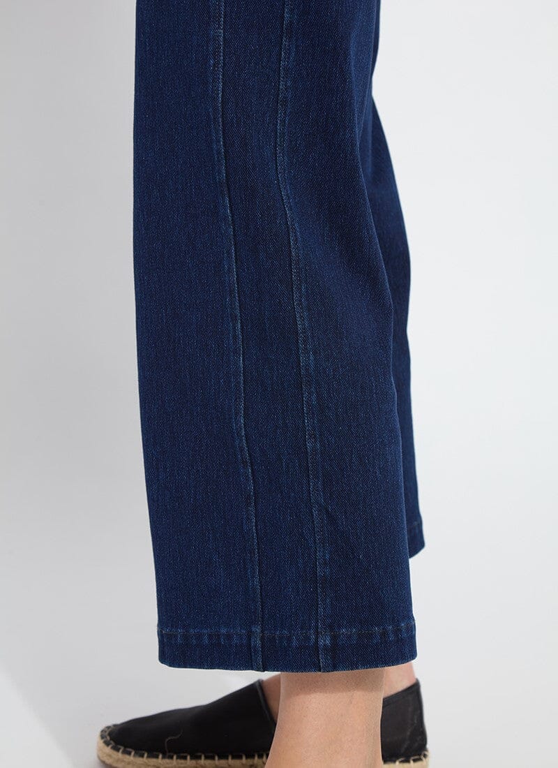 Lysse Layton Wide-Leg Cropped Denim Pants in Dark Indigo