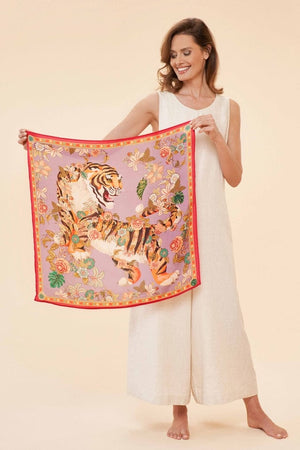 Powder Design Powder Design Tasselled 100% Silk Prancing Tiger Scarf - Little Miss Muffin Children & Home