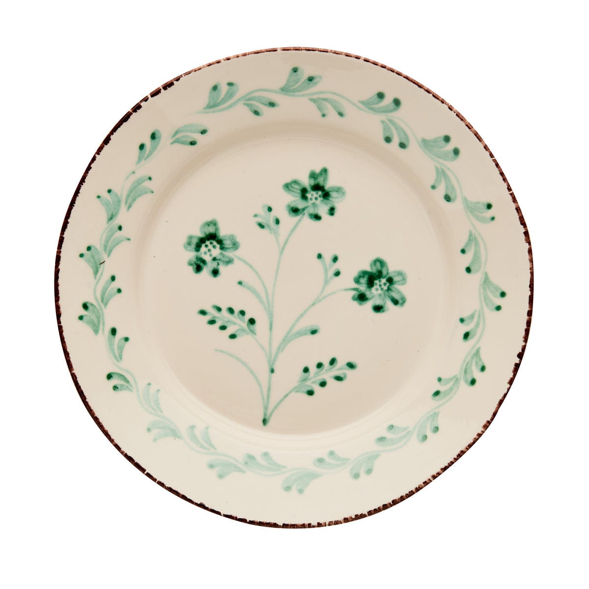 Abigail's Home Decor Casa Nuno Green and White Dinner Plate, 3 Flowers/Vines - Little Miss Muffin Children & Home