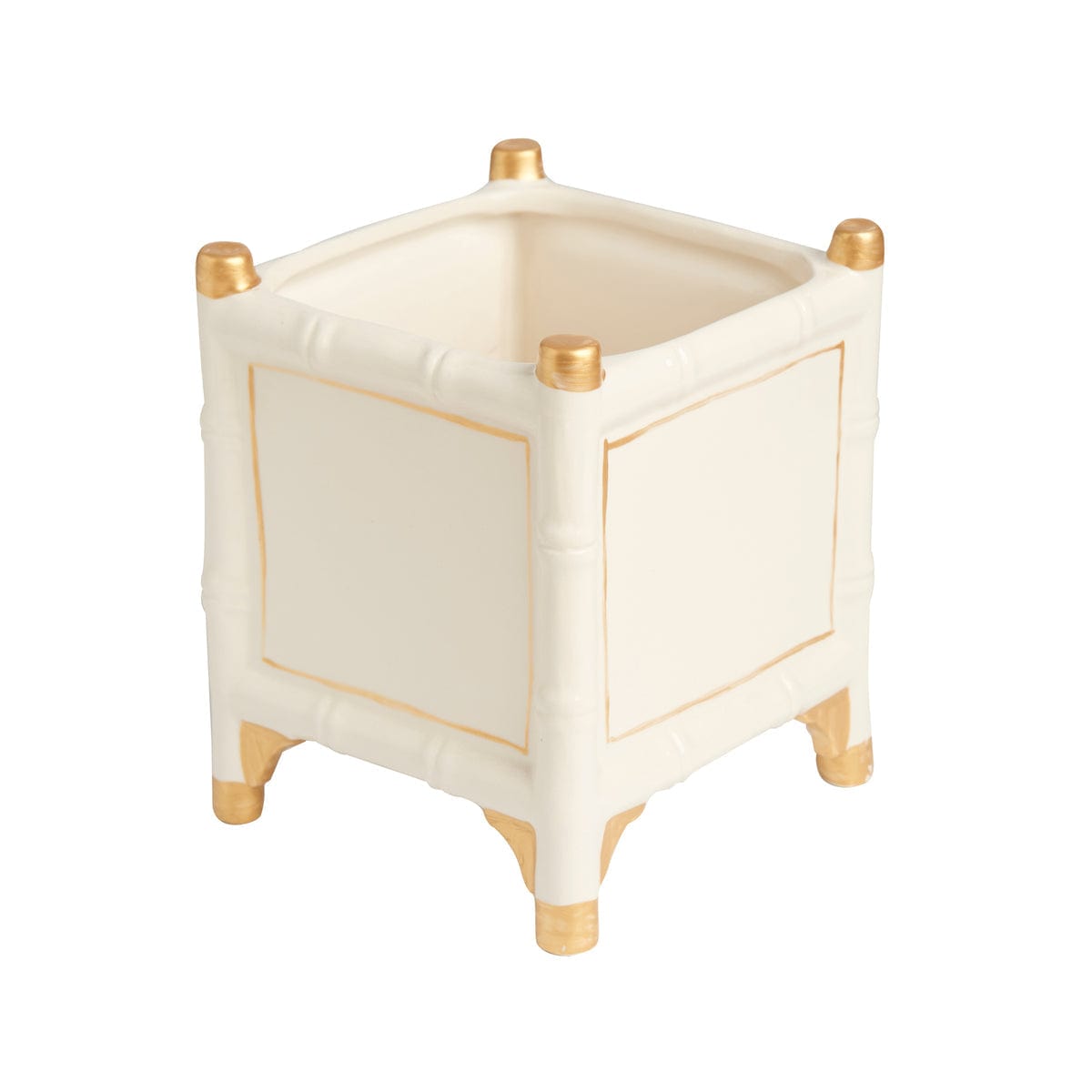 Abigail's Home Decor Abigail's Bamboo Cachepot, White/Gold, Small - Little Miss Muffin Children & Home