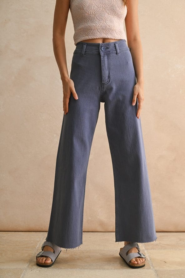 Miou Muse Straight Wide Leg Denim Pants in Dusty Blue - Little Miss Muffin Children & Home