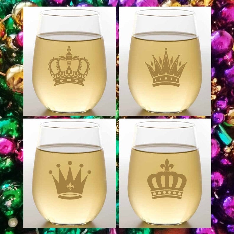 Wine-Oh! Wine-Oh Gold Crowns Shatterproof Wine Glasses, Set Of 4 - Little Miss Muffin Children & Home
