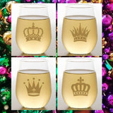 Wine-Oh Gold Crowns Shatterproof Wine Glasses, Set Of 4