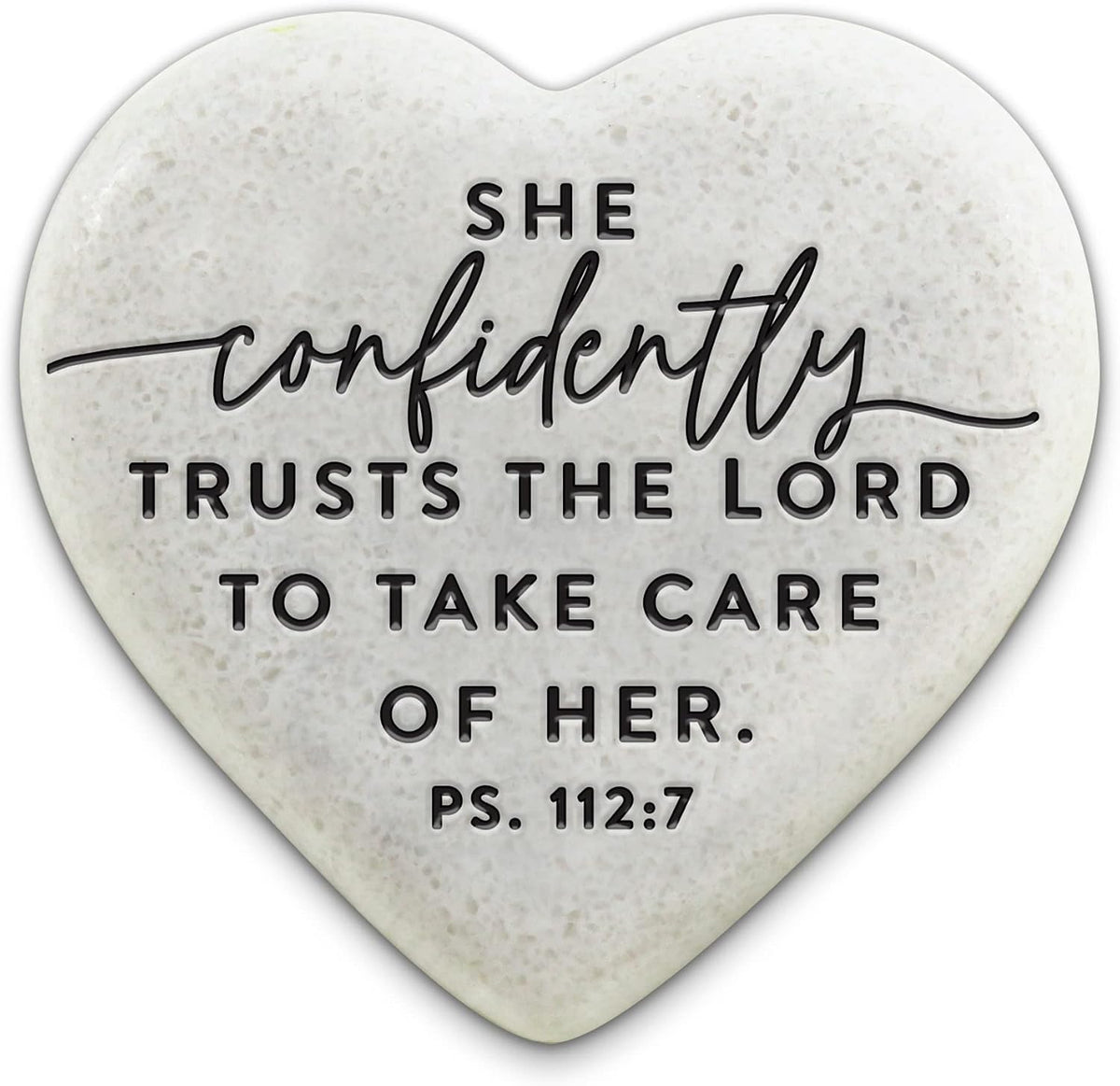 Scripture Heart Stone with Verse: Psalm 112:7 Trust