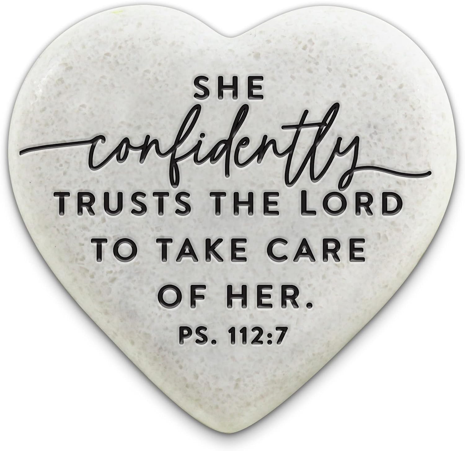 Scripture Heart Stone with Verse: Psalm 112:7 Trust