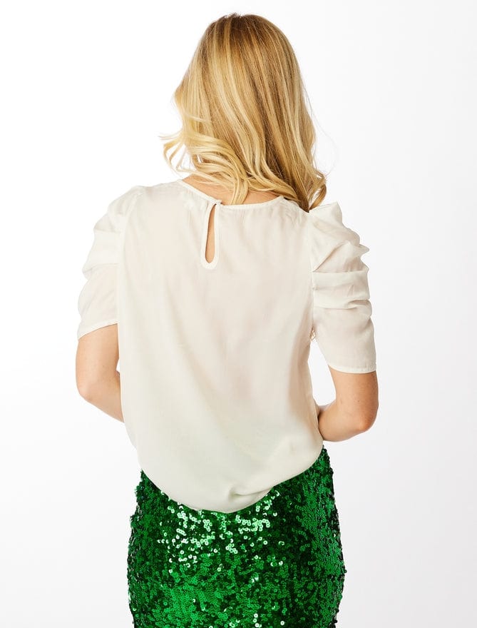 Stewart Simmons Stewart Simmons Sequin Mardi Gras Mask Puff Sleeve Top - Little Miss Muffin Children & Home