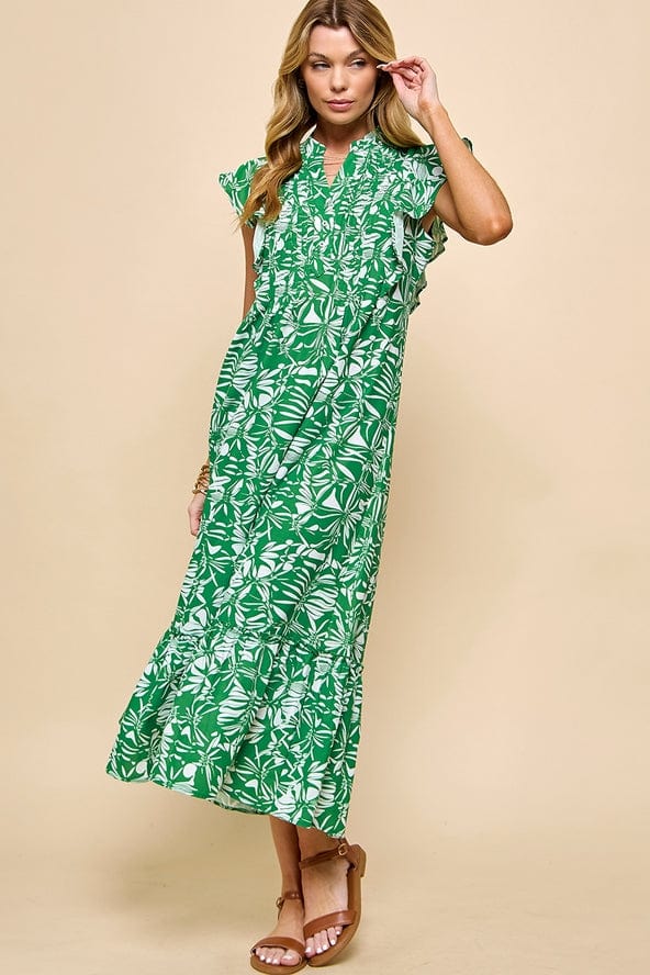 Cezele Cezele Floral Print Flutter Sleeve Midi Dress - Little Miss Muffin Children & Home