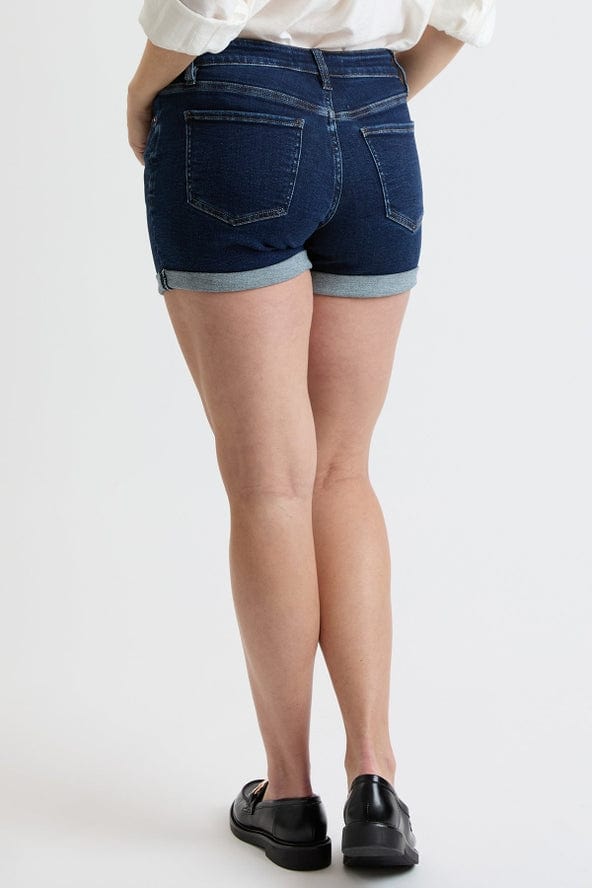 YMI Jeans YMI High Rise Premium Stretch Fold-Over Cuff Shorts, Dark Indigo - Little Miss Muffin Children & Home