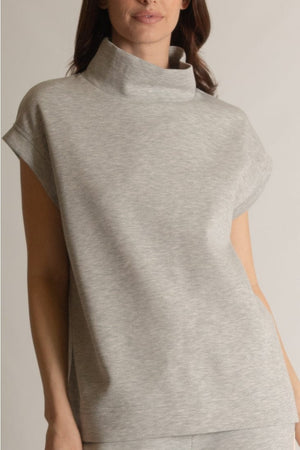 Before You Collection Butter Mock Neck Cap Sleeve Top in Heather Grey