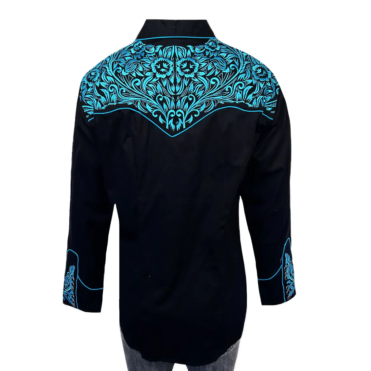 Rockmount Ranch Wear Women's Vintage Black & Turquoise Tooling Embroidered Western Shirt - Little Miss Muffin Children & Home