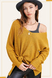 La Miel Lightweight Loose Fit V-Neck Sweater in Mustard