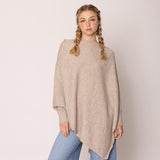 Long Sleeve Solid Color Poncho in Taupe