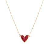 Fashion City Heart Shape Druzy Stone Pendant Necklace, Red