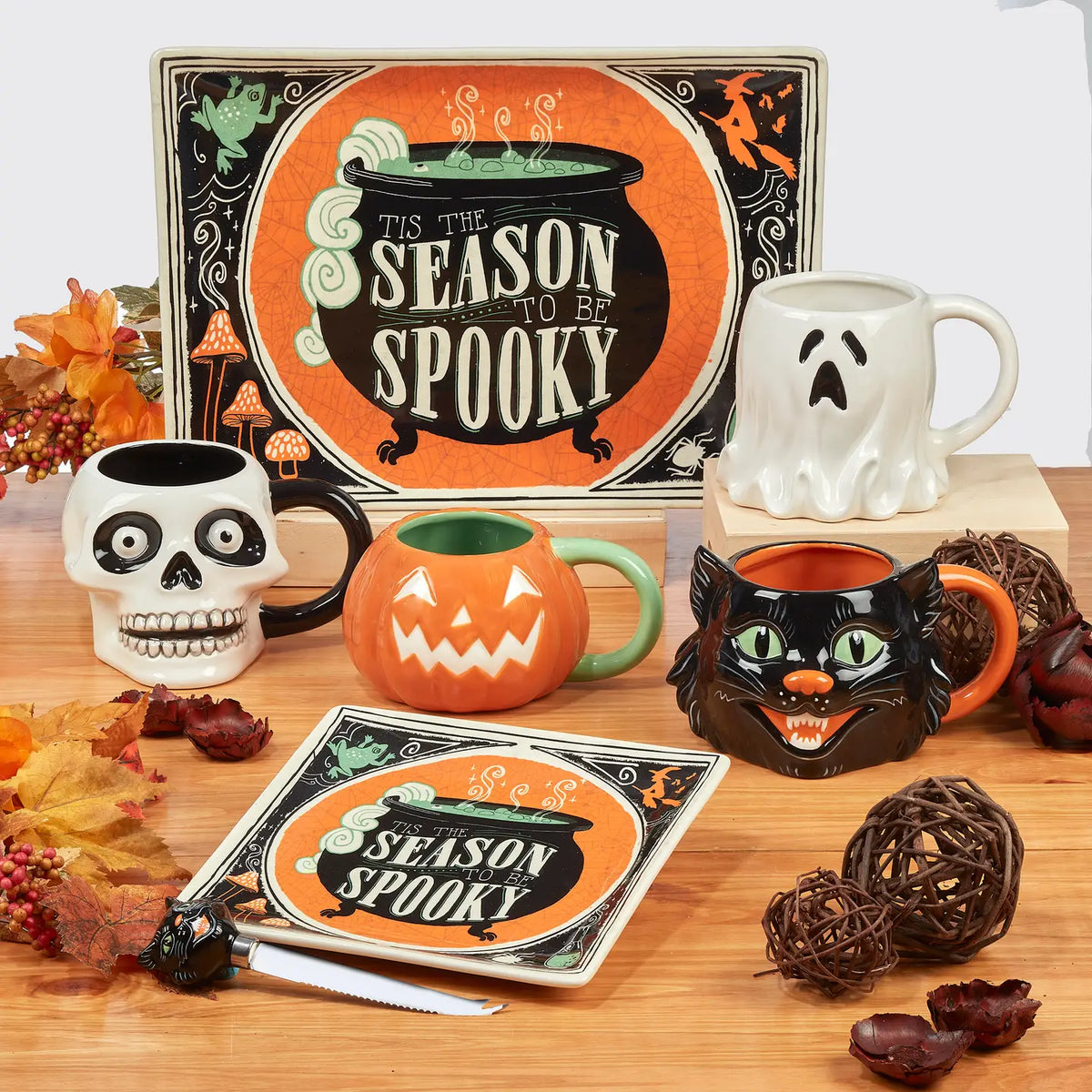 Scaredy Cat Halloween Rectangular Platter