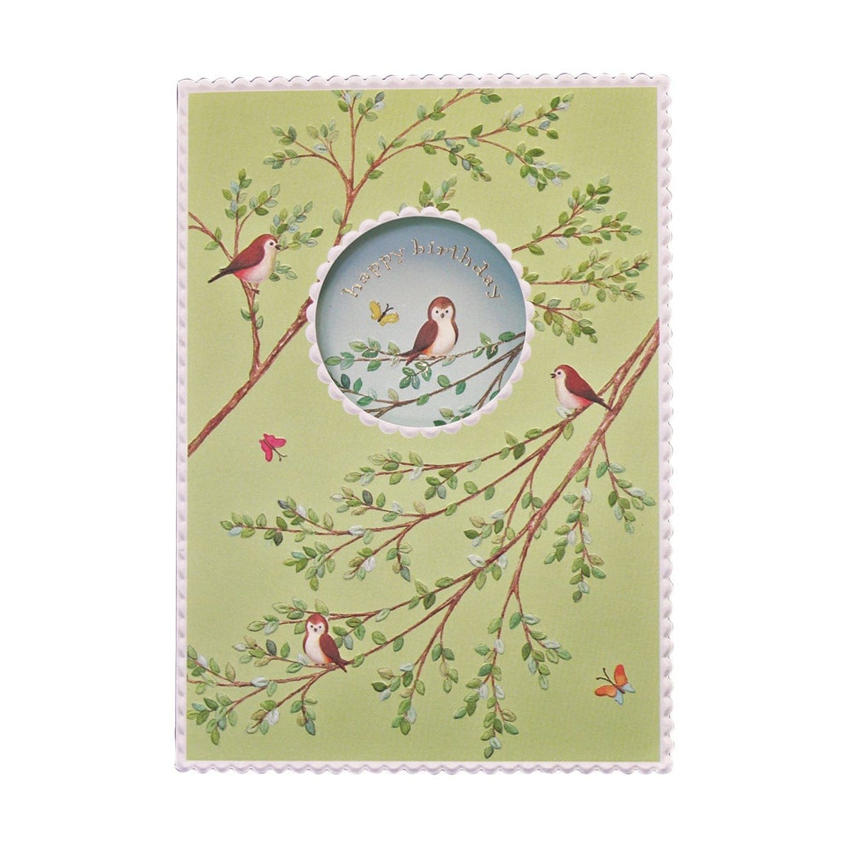 For Arts Sake For Arts Sake Birds On Green Embossed Birthday Card - Little Miss Muffin Children & Home