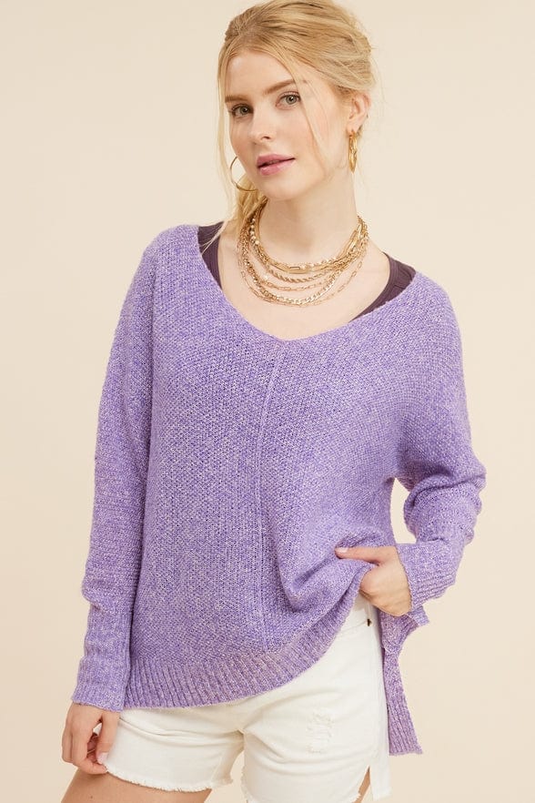 La Miel La Miel Lightweight Loose Fit V-Neck Sweater - Little Miss Muffin Children & Home