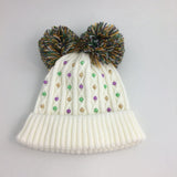 SongLily Pom Pom Mardi Gras Pearl Beanie Hat for Kids