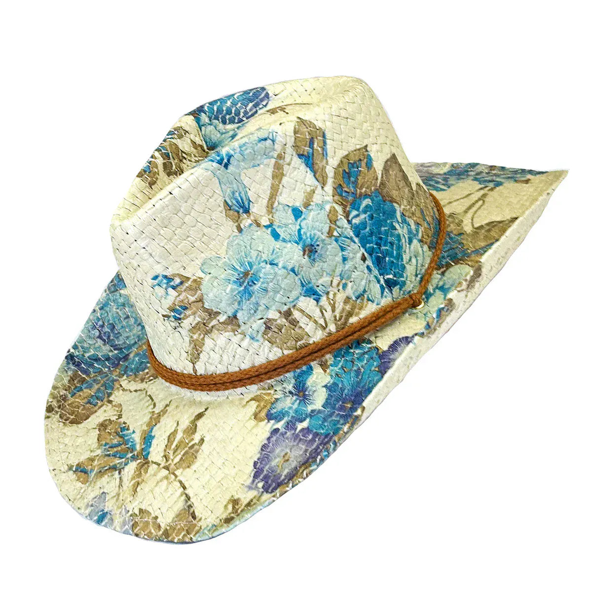 Rockmount Ranch Wear Floral Violet & Green Print Straw Western Hat - Little Miss Muffin Children & Home