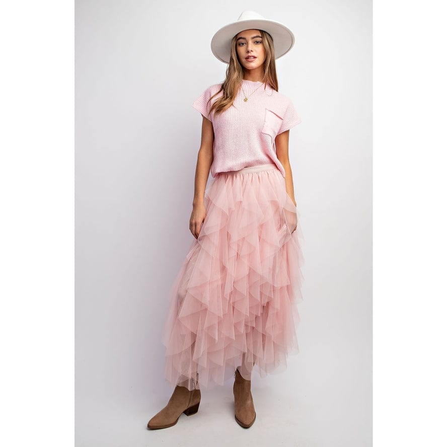 Sweet Generis Sweet Generis Drop Shoulder Rib Knit Short Sleeve Sweater in Light Pink - Little Miss Muffin Children & Home