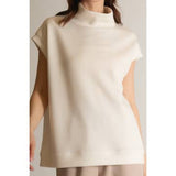 Before You Collection Butter Mock Neck Cap Sleeve Top in Ivory