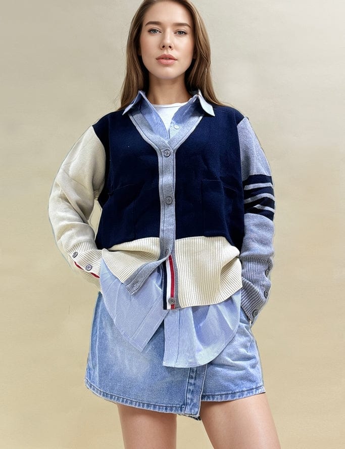 Sweetkama Sweetkama Splice V-Neck Cardigan - Little Miss Muffin Children & Home