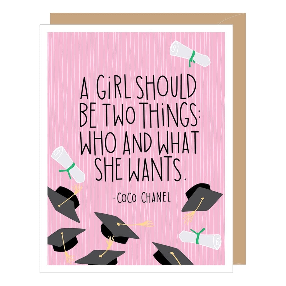 Apartment 2 Cards Apartment 2 Cards Coco Chanel What She Wants Quote Graduation Card - Little Miss Muffin Children & Home
