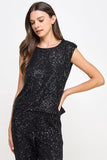 Ellison Sequins Sleeveless Top Black