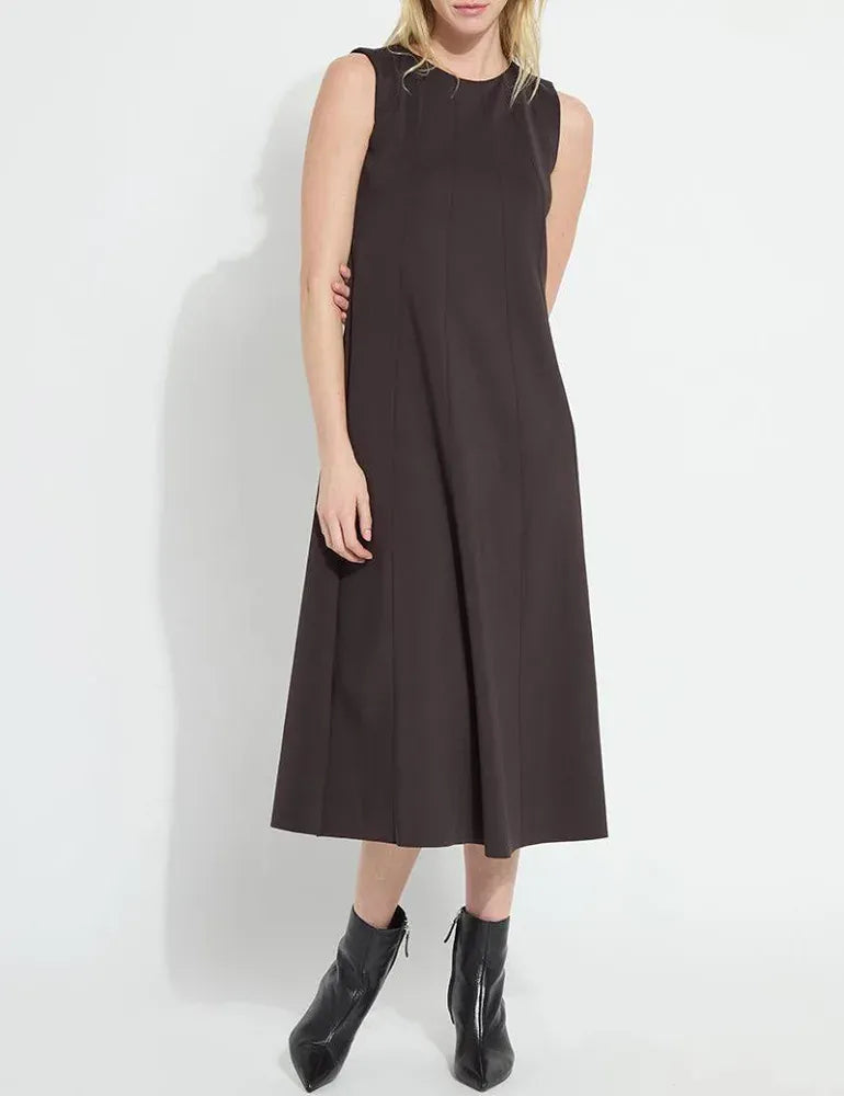 Maurelle Neoprene Seamed Dress in Double Espresso