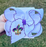 Just For Fun Threads Mardi Gras Fleur-de-lis Hair Bow