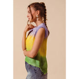 Ive Metallic Ombre Mardi Gras Sleeveless Sweater