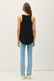 Be Cool V-Neck Racerback Knit Tank in Black