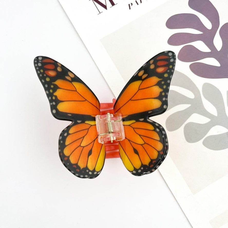 The Diva Soap Acetate Large Butterfly Hair Clip Animal Claw Clip in Orange - Little Miss Muffin Children & Home