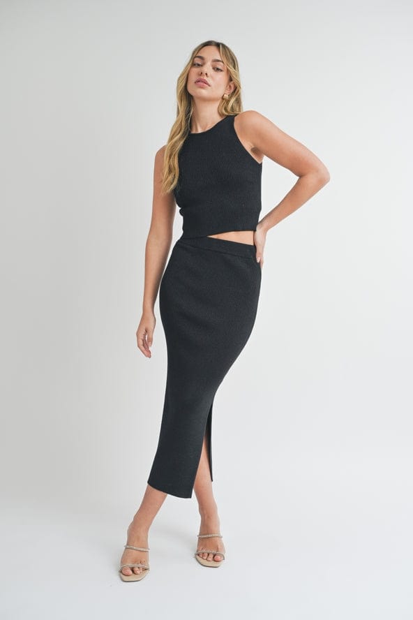 Miou Muse Metallic Knit Skirt in Black - Little Miss Muffin Children & Home