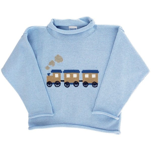 Bailey Boys Bailey Boys Roll Neck Sweater -Train on Blue - Little Miss Muffin Children & Home