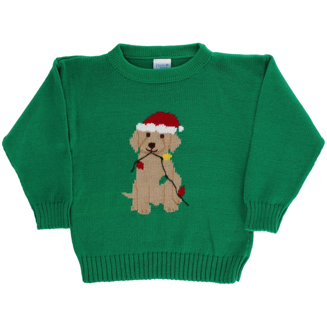 Christmas Lab Crew neck Sweater in Kelly Green