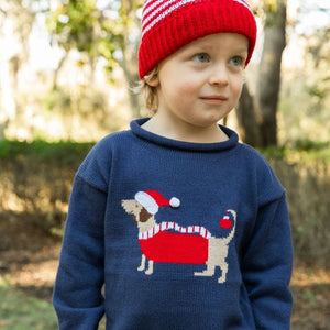 Bailey Boys Bailey Boys Roll Neck Sweater -Santa Doxie on Navy - Little Miss Muffin Children & Home