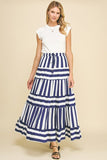 Pinch Striped Tiered Maxi Skirt