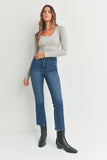 Just Black Denim High Rise Crop Flare in Dark Denim