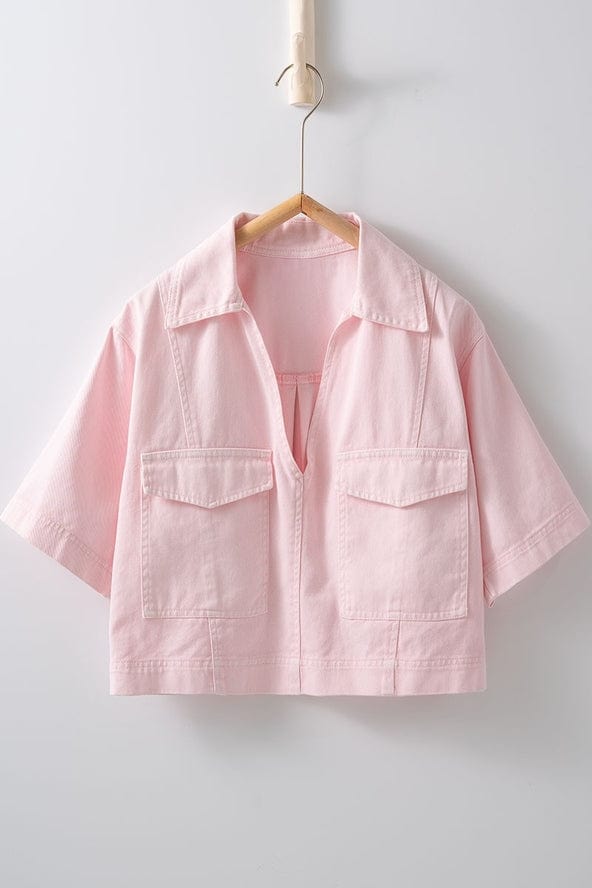 Urban Daizy Urban Daizy Collared Camp Shirt in Soft Pink - Little Miss Muffin Children & Home