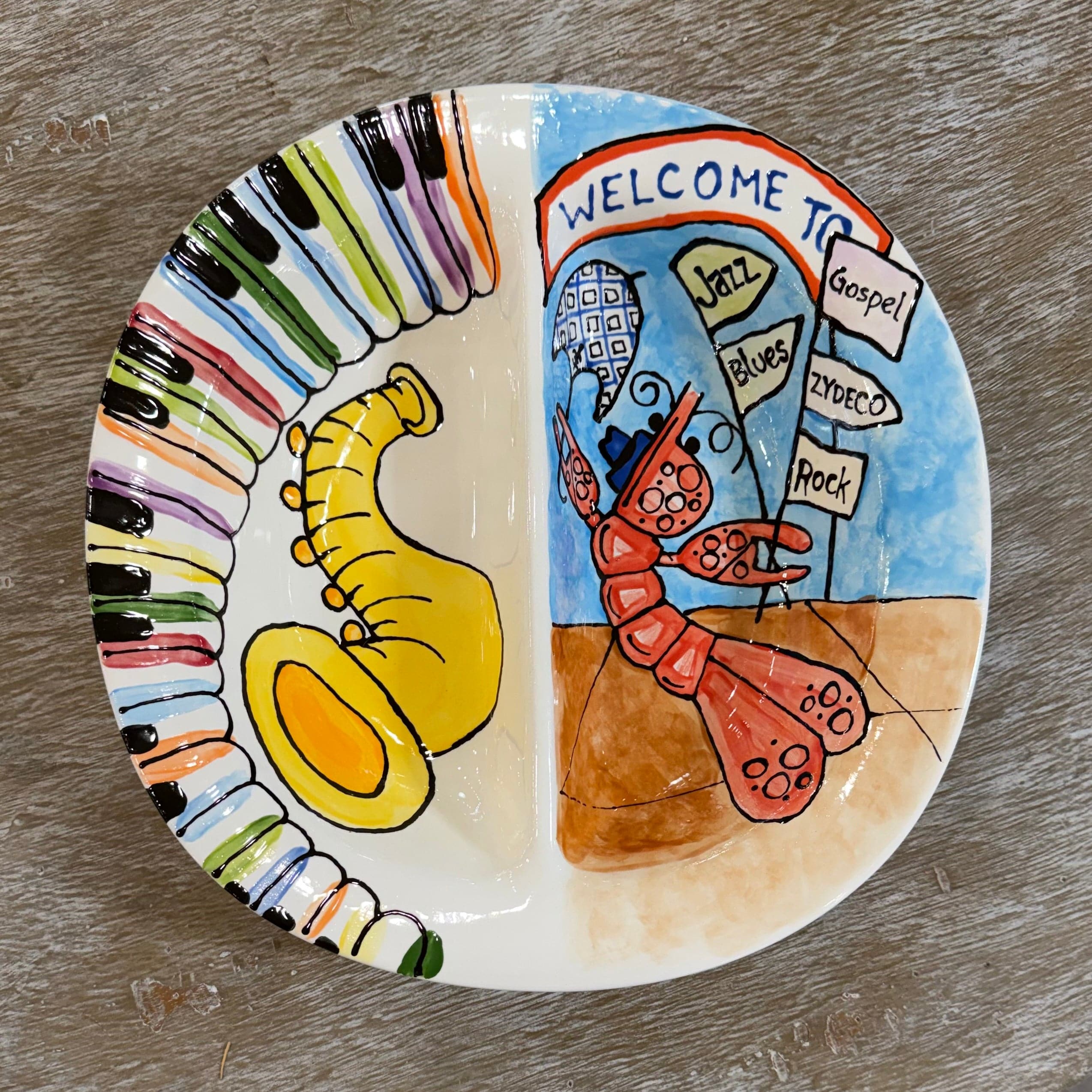 Jan Salzer Art Jazz Fest Divided Bowl - Little Miss Muffin Children & Home