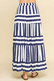 Pinch Striped Tiered Maxi Skirt